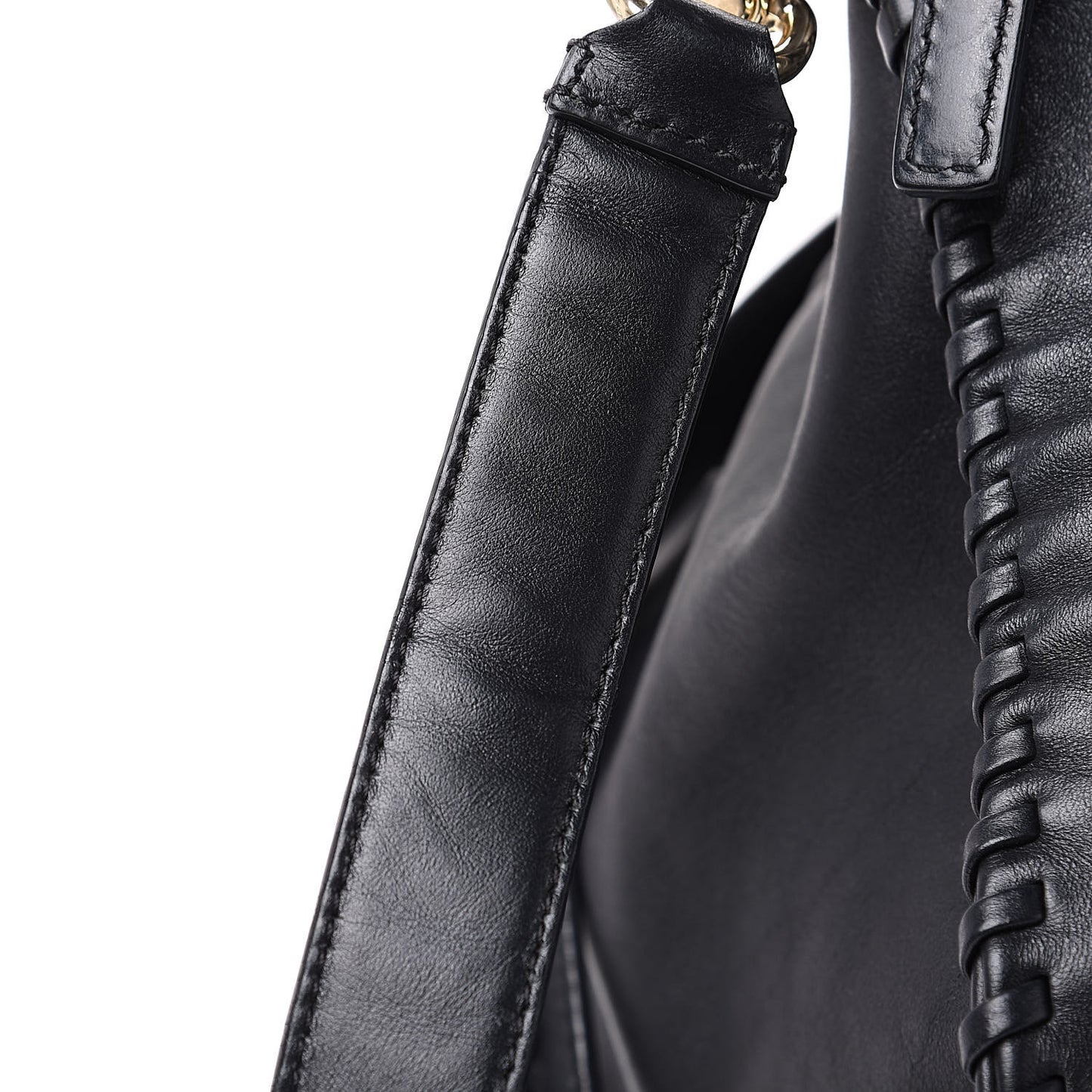 Calfskin Whipstitch Large Pandora Black