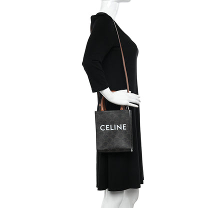 Celine Triomphe Canvas Calfskin Mini Vertical Cabas Tan 2 of 9