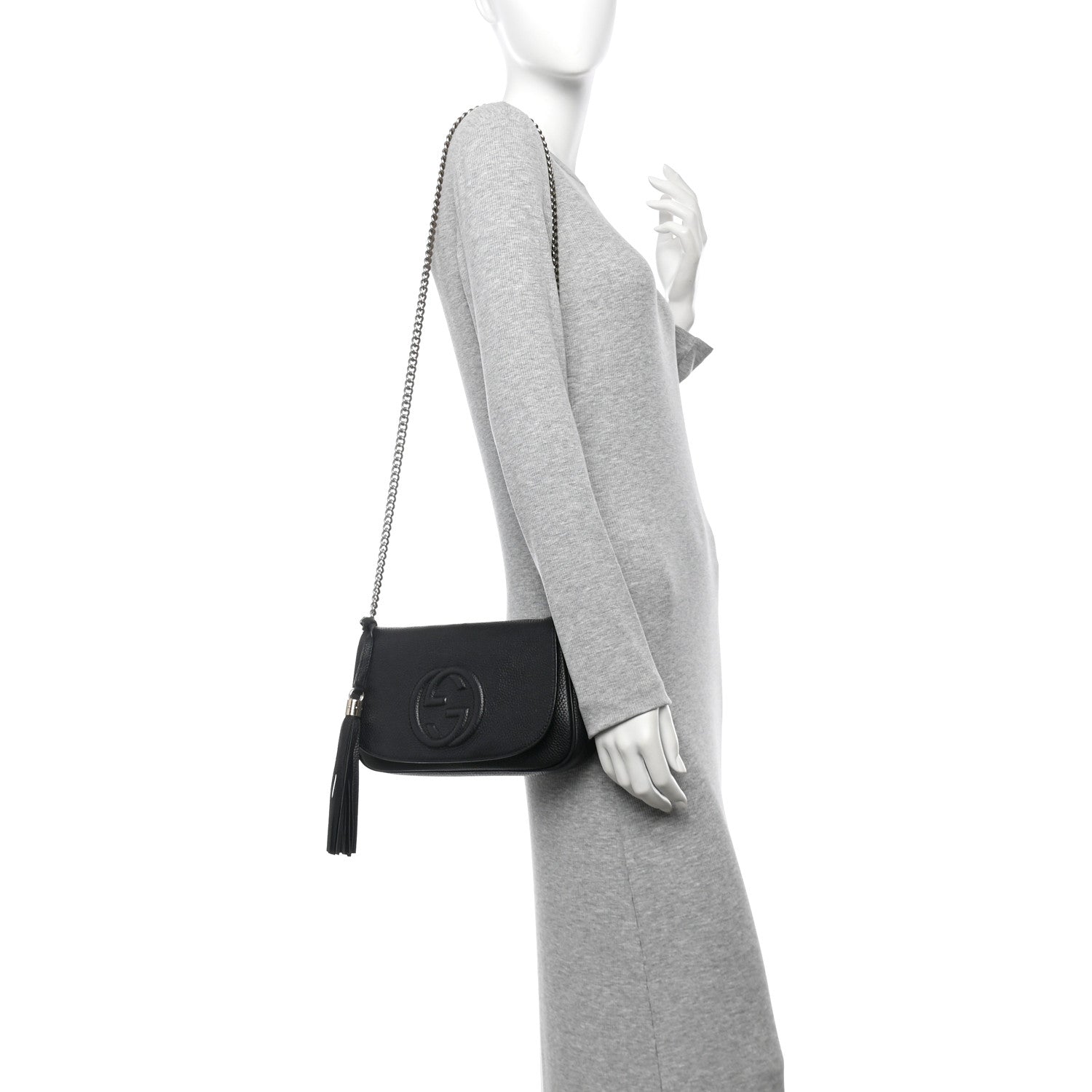 Gucci Pebbled Calfskin Medium Soho Flap Crossbody Black 2 of 11