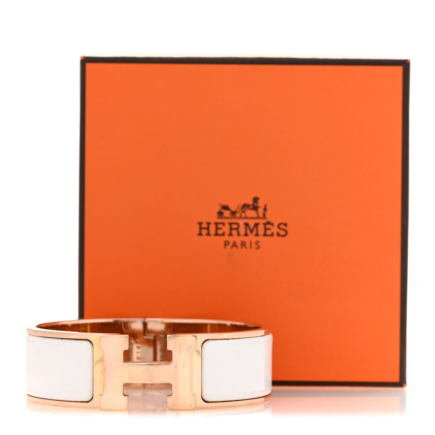 Enamel Wide Clic Clac H Bracelet GM White