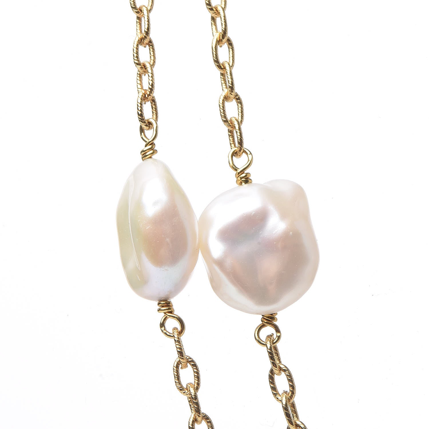 David Yurman 18K Yellow Gold Freshwater Pearl Station Chain Necklace 4 of 5