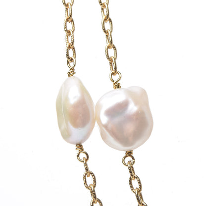 David Yurman 18K Yellow Gold Freshwater Pearl Station Chain Necklace 4 of 5