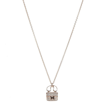 Hermes 18K Rose Gold Diamond Constance Amulette Pendant Necklace 1 of 6