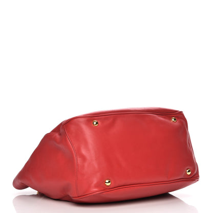 Prada Soft Calf Chain Tote Rosso 4 of 8