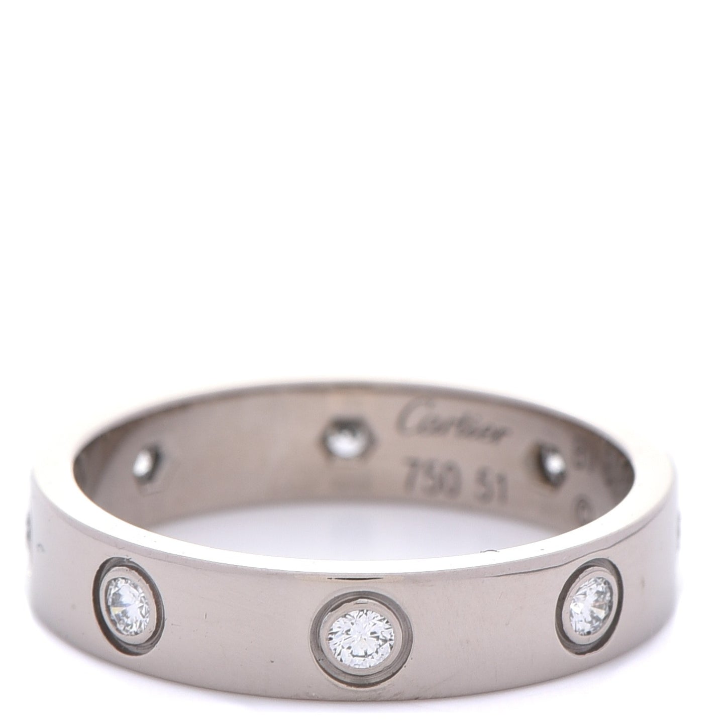 18K White Gold 8 Diamond 4mm Wedding Band LOVE Ring 51 5.75