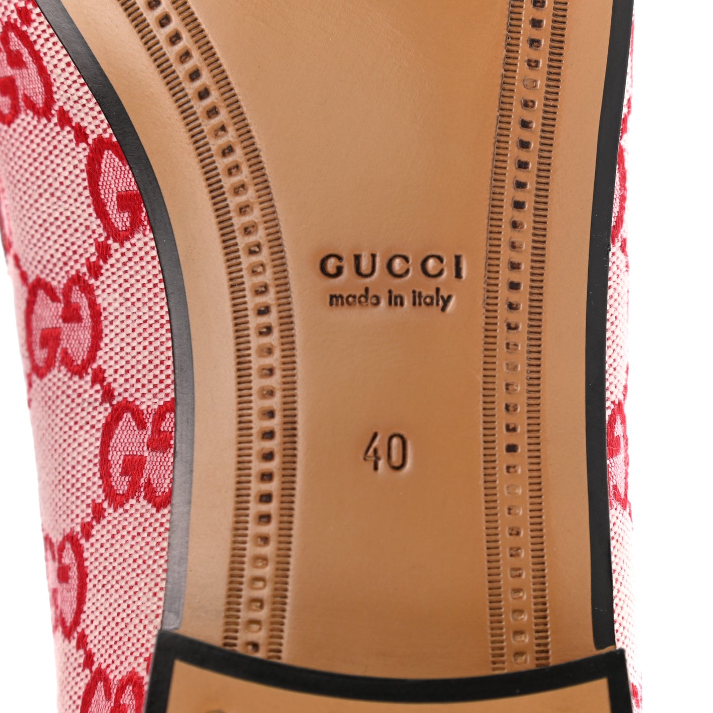 Canvas GG Monogram Horsebit Womens Jordaan Loafers 40 Gardenia Hibiscus Red