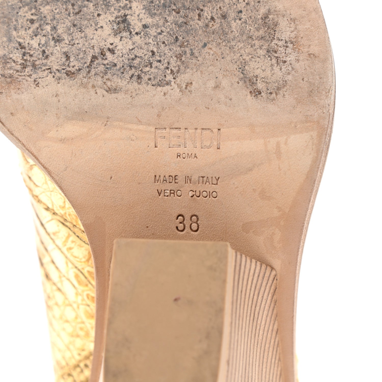 Fendi Metallic Calfskin Crocodile Embossed Cutwalk Ankle Boots 38 Gold 7 of 8