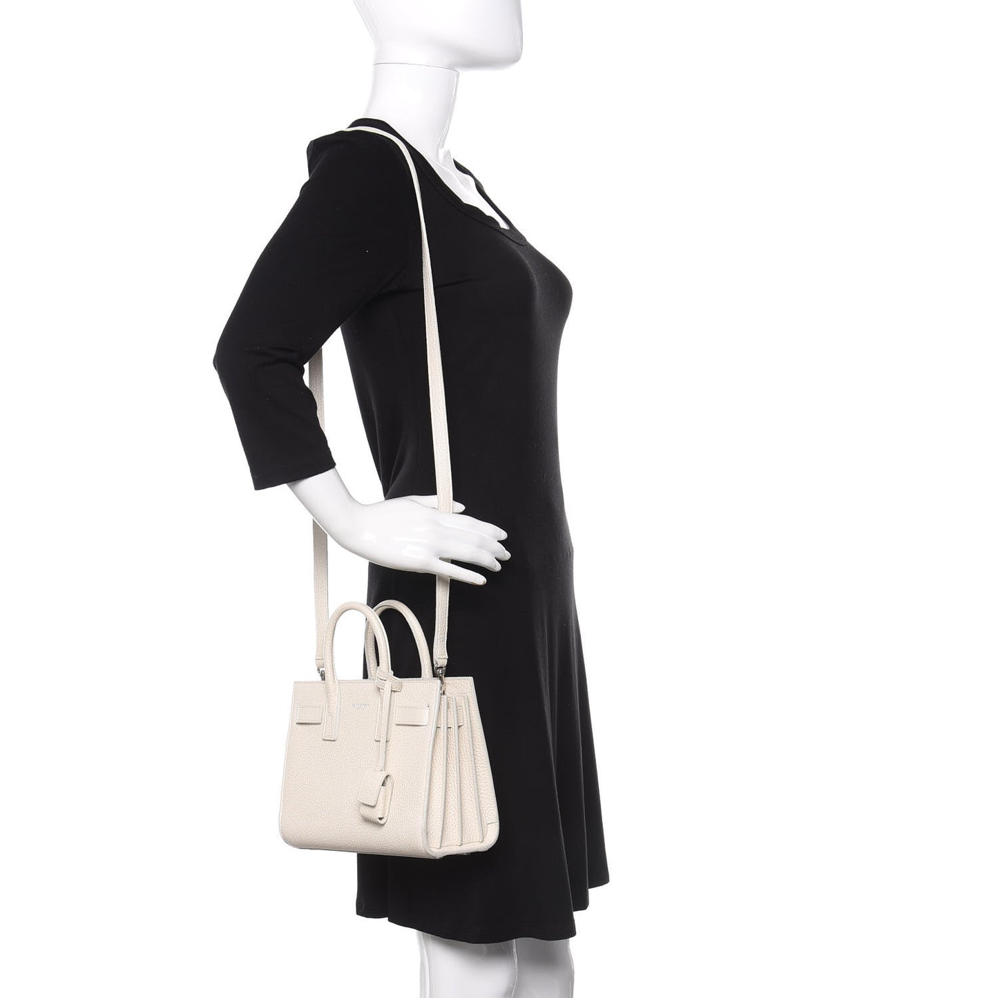 Grained Calfskin Nano Sac de Jour Dove White