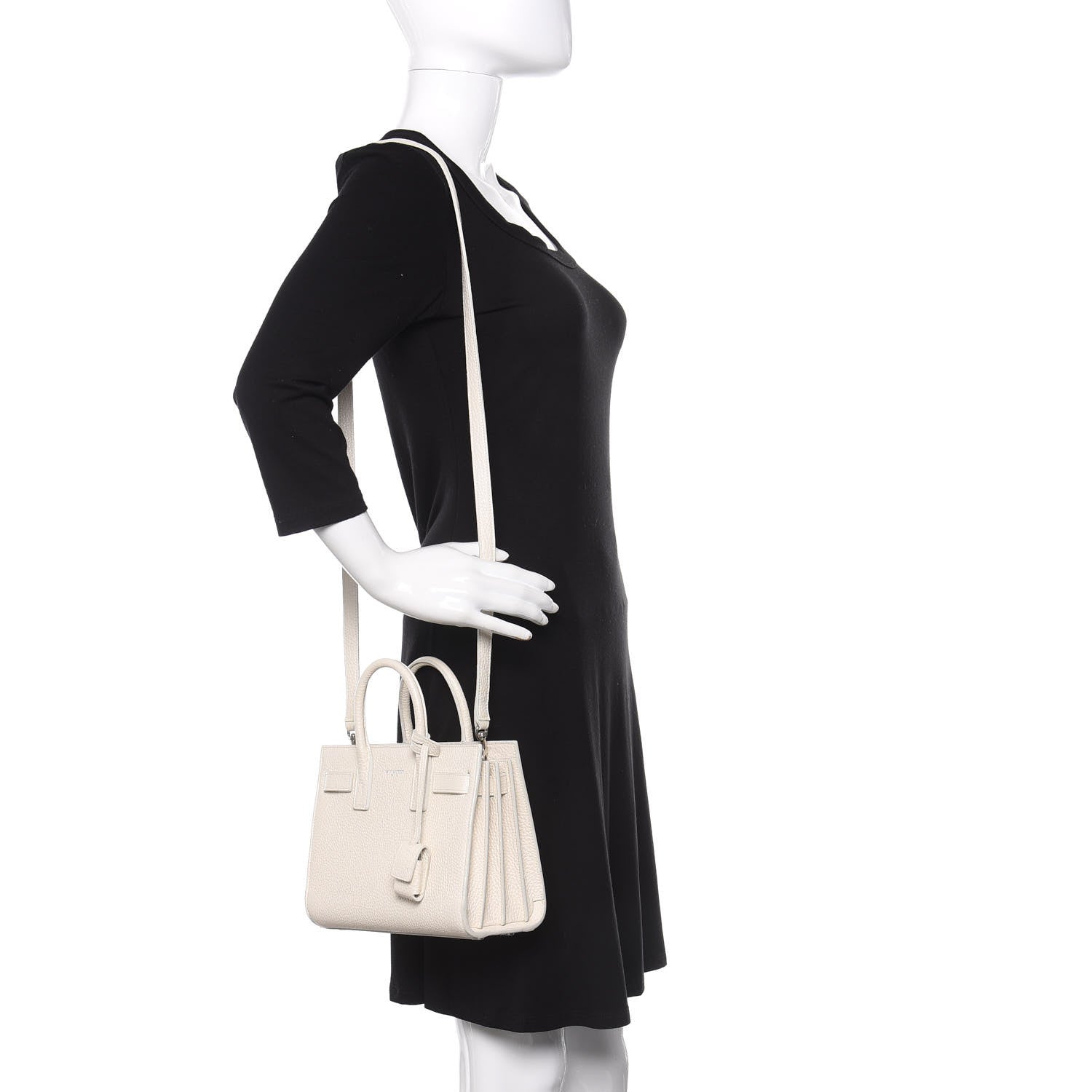 Saint Laurent Grained Calfskin Nano Sac de Jour Dove White 2 of 9