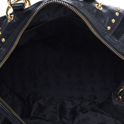 Gucci Suede Calfskin Large Babouska Studded Boston Black 5 of 8