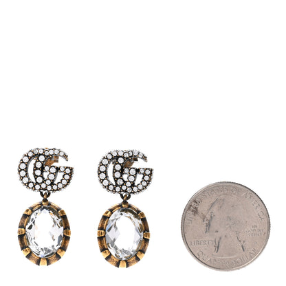 Gucci Crystal Double G Earrings Aged Gold 2 of 5