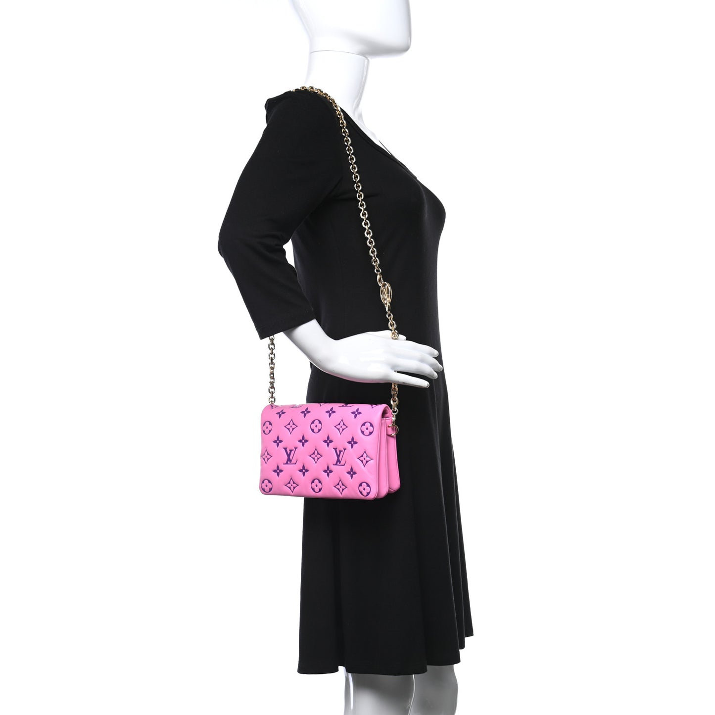 Lambskin Embossed Monogram Vuittamins Pochette Coussin Rose Violet
