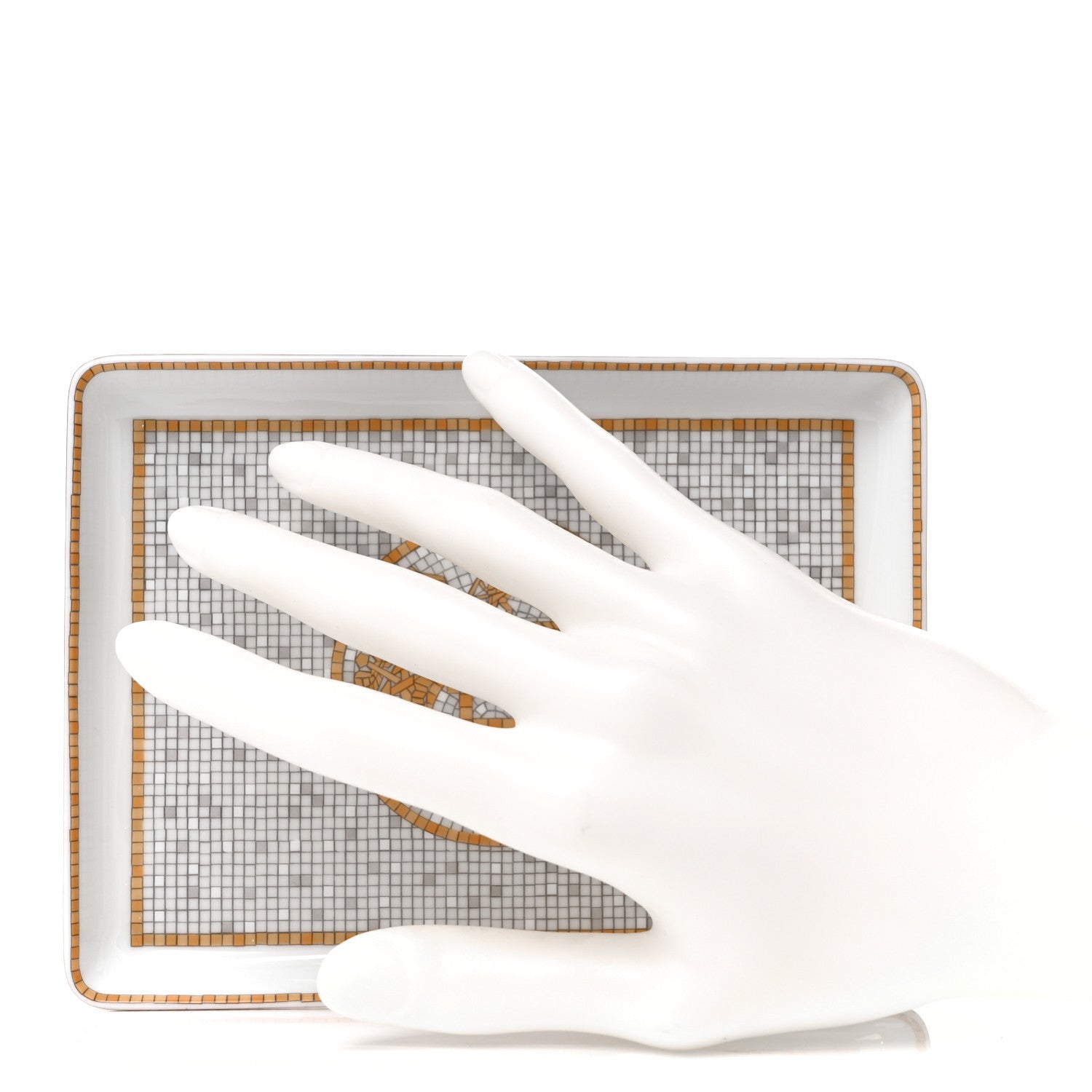 Hermes Porcelain Mosaique au 24 Gold Sushi Plate 2 of 4