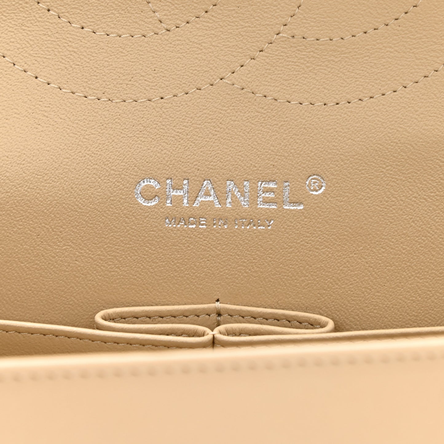 Lambskin Quilted Jumbo Double Flap Beige