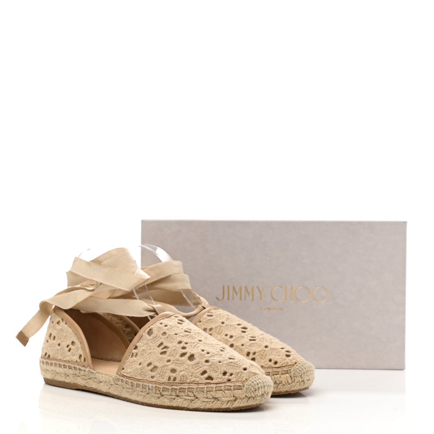 Embroidered Lace Dolphin Espadrille Flats 37.5 Nude