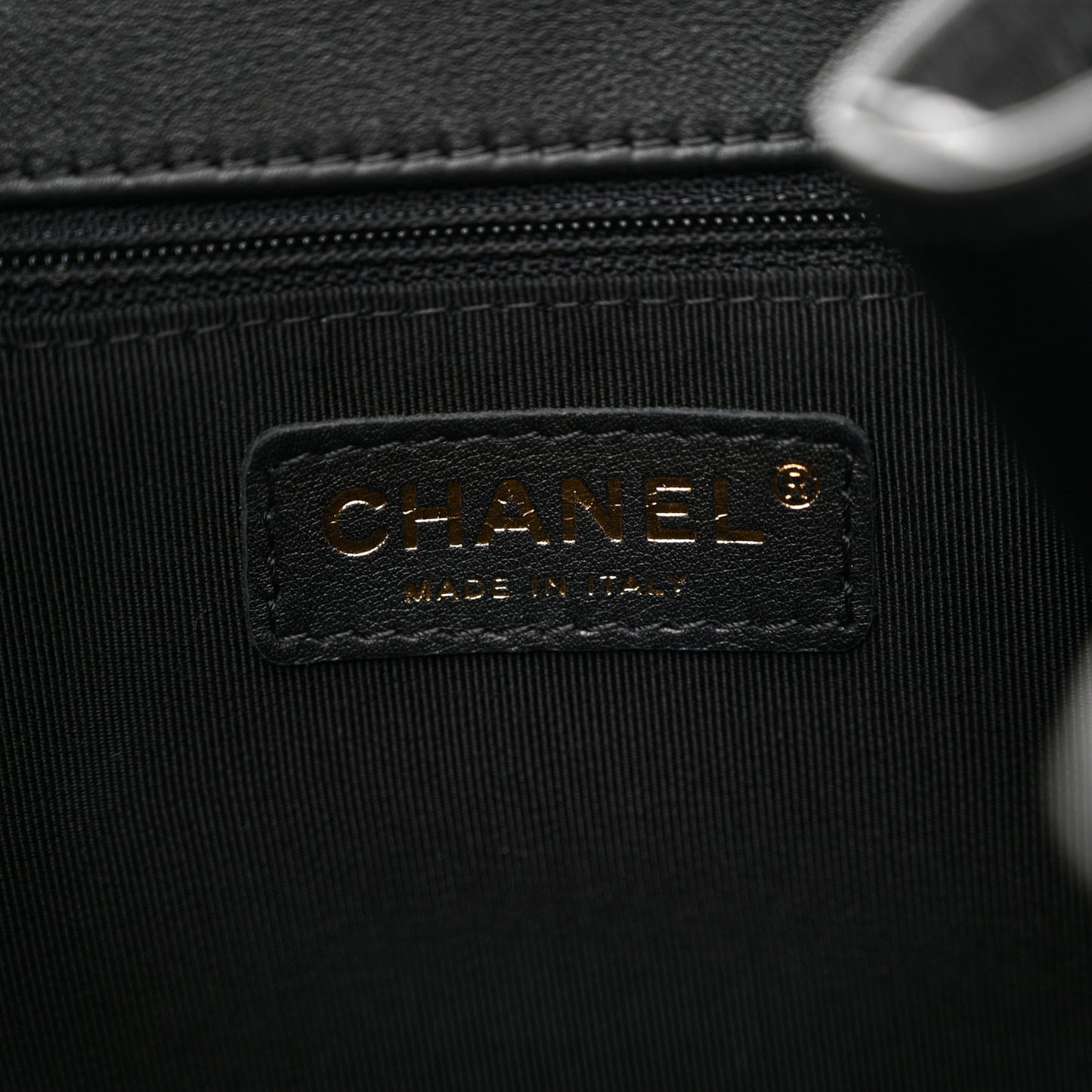 Lambskin Quilted Chain Drawstring Bag Black