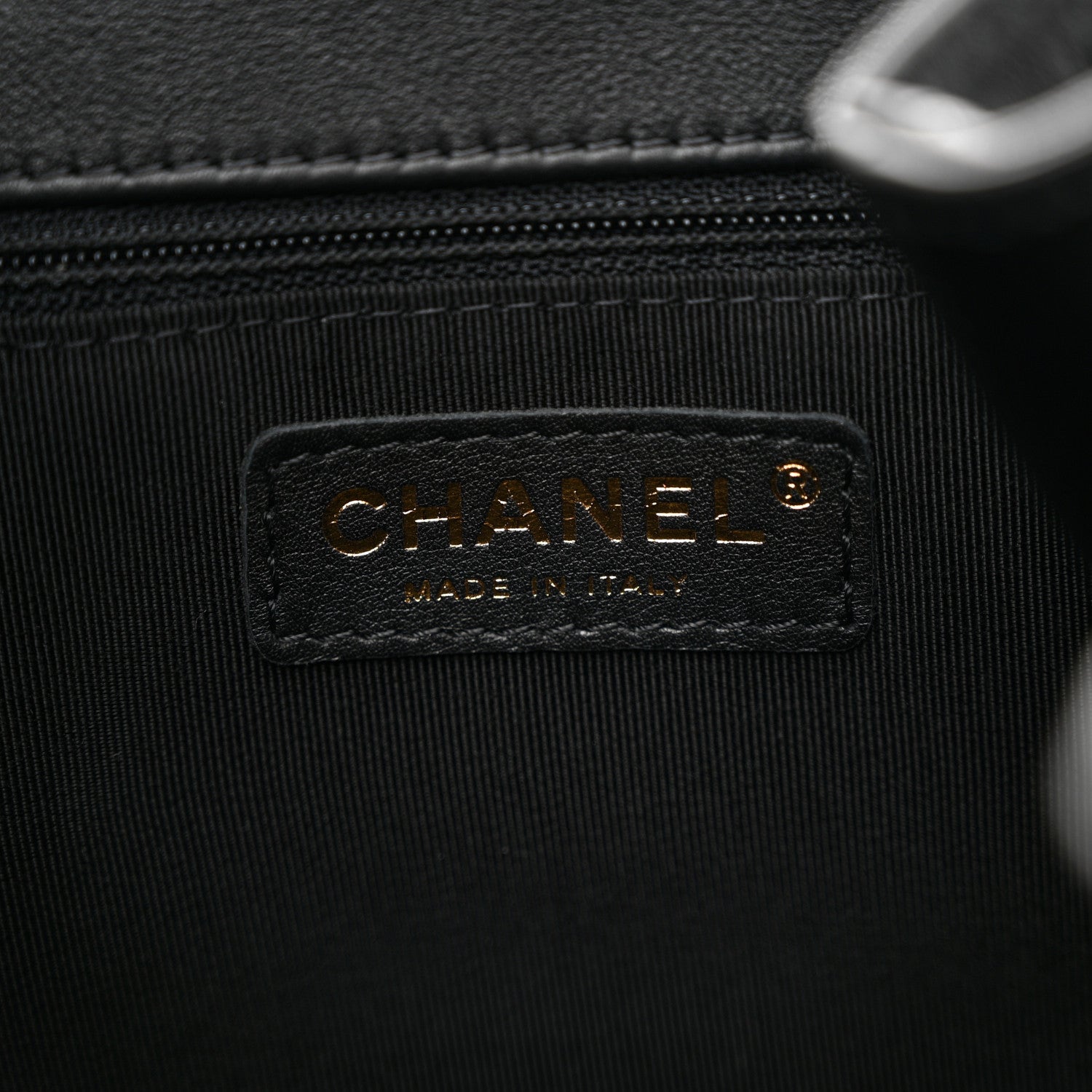 Chanel Lambskin Quilted Chain Drawstring Bag Black 7 of 10