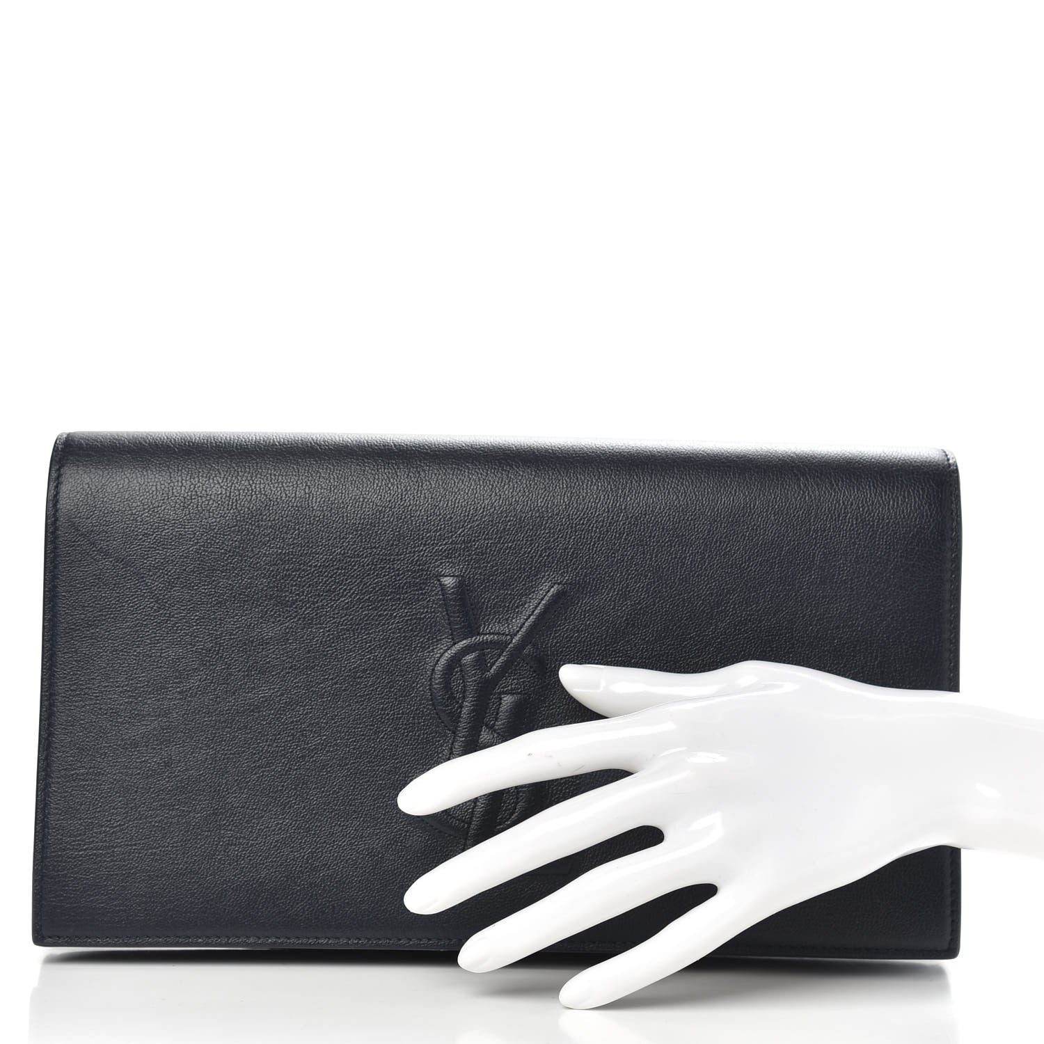 Saint Laurent Calfskin Monogram Large Belle De Jour Clutch Navy 2 of 10