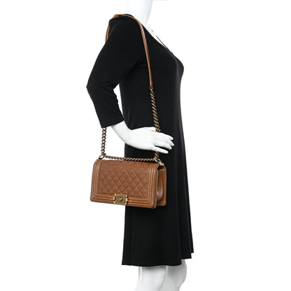 Chanel Caviar Quilted Medium Boy Flap Light Brown 3 of 10