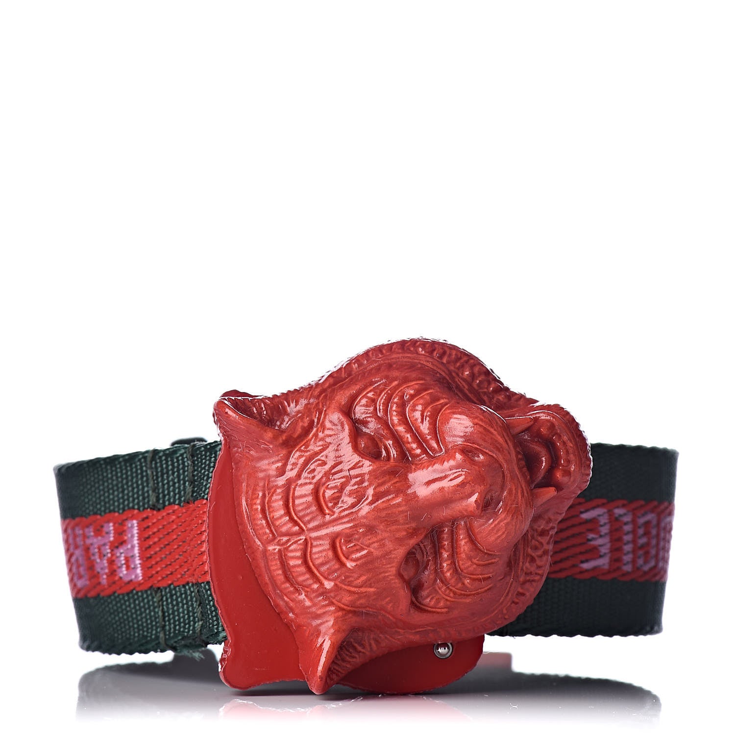 Gucci Stainless Steel Nylon 32mm Le Marche Des Merveilles Tiger Quartz Watch Red 4 of 8