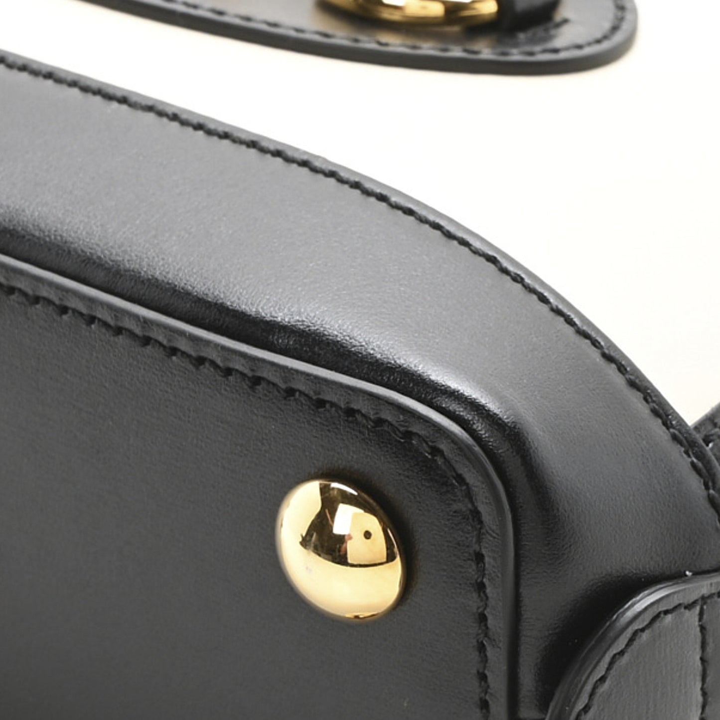 Boarded Plutone Calfskin Bi-Color Mini Horsebit 1955 Top Handle Bag Mystic White Black