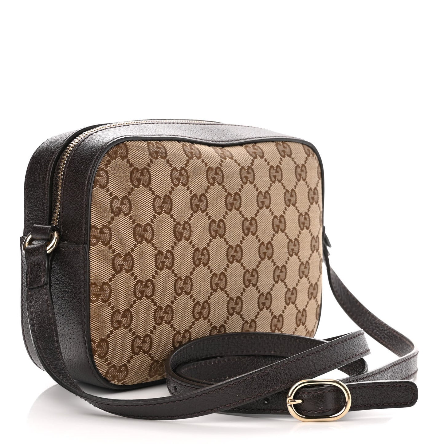 GG Supreme Monogram Web Small Webby Bee Shoulder Bag Dark Brown