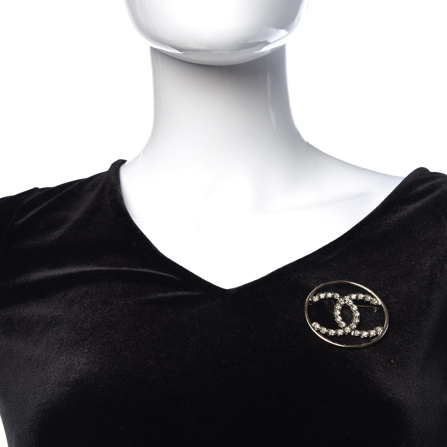 Chanel Crystal Round CC Brooch Gold 2 of 5