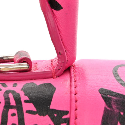Balenciaga Smooth Calfskin Graffiti Hourglass Top Handle Bag XS Acid Fuchsia Black 11 of 13
