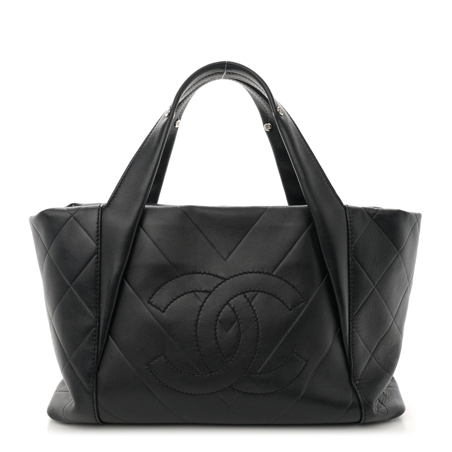 Calfskin Chevron CC All Day Tote Black