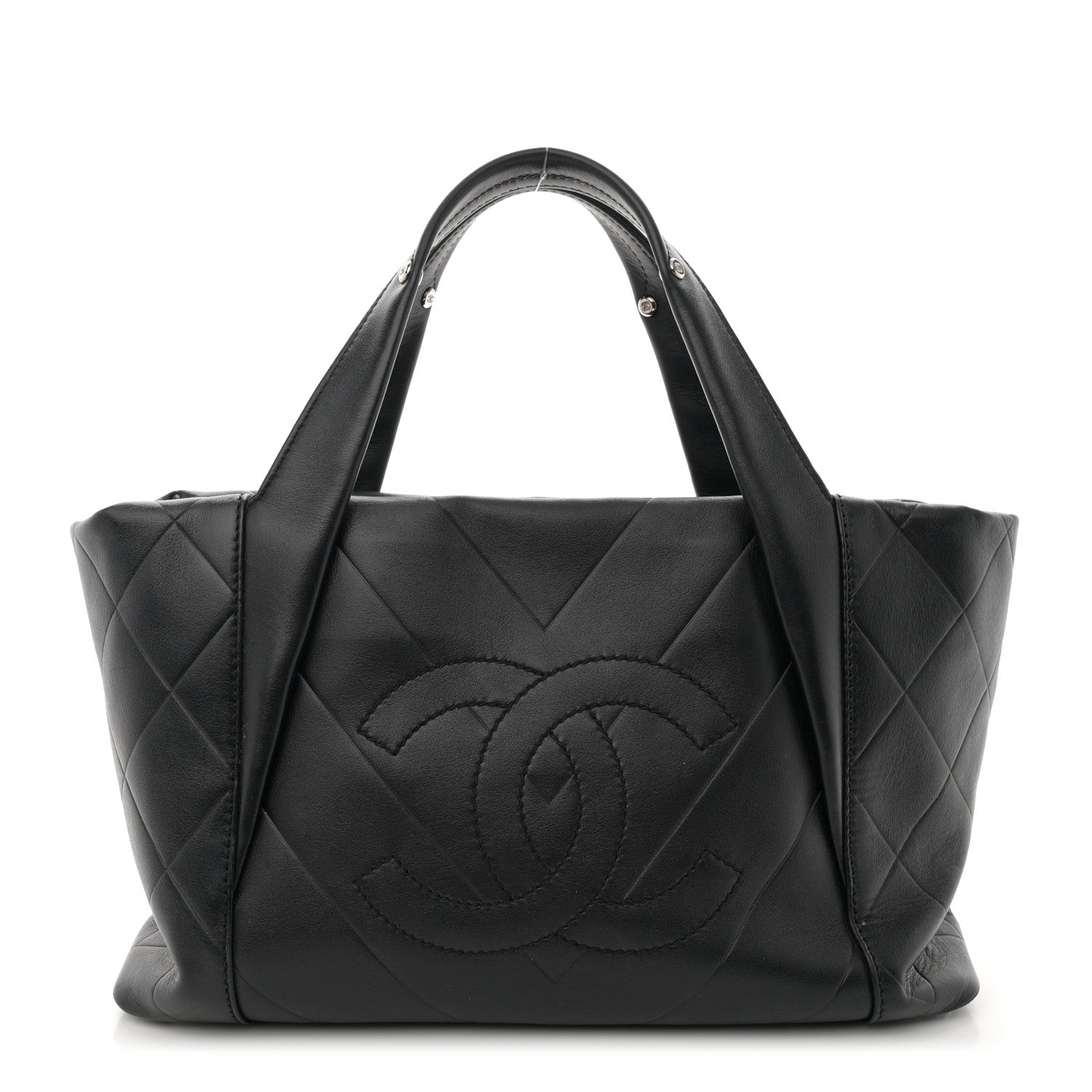 Chanel Calfskin Chevron CC All Day Tote Black 1 of 11
