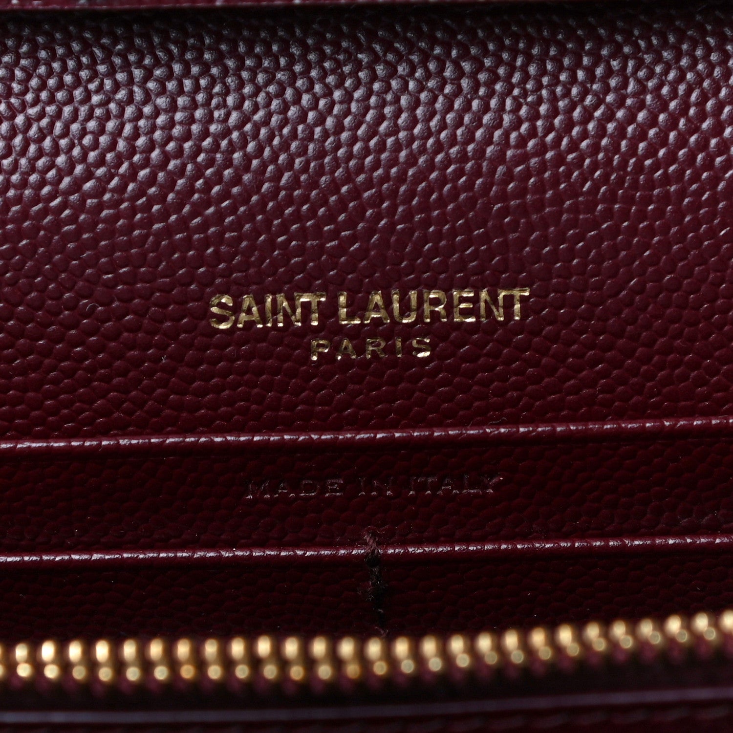 Saint Laurent Grain De Poudre Matelasse Chevron Monogram Chain Wallet Rouge Legion 6 of 11