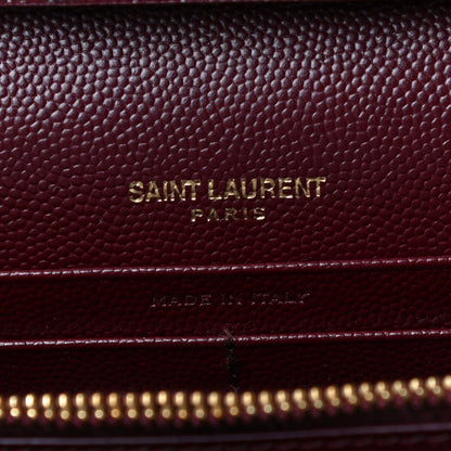 Saint Laurent Grain De Poudre Matelasse Chevron Monogram Chain Wallet Rouge Legion 6 of 11