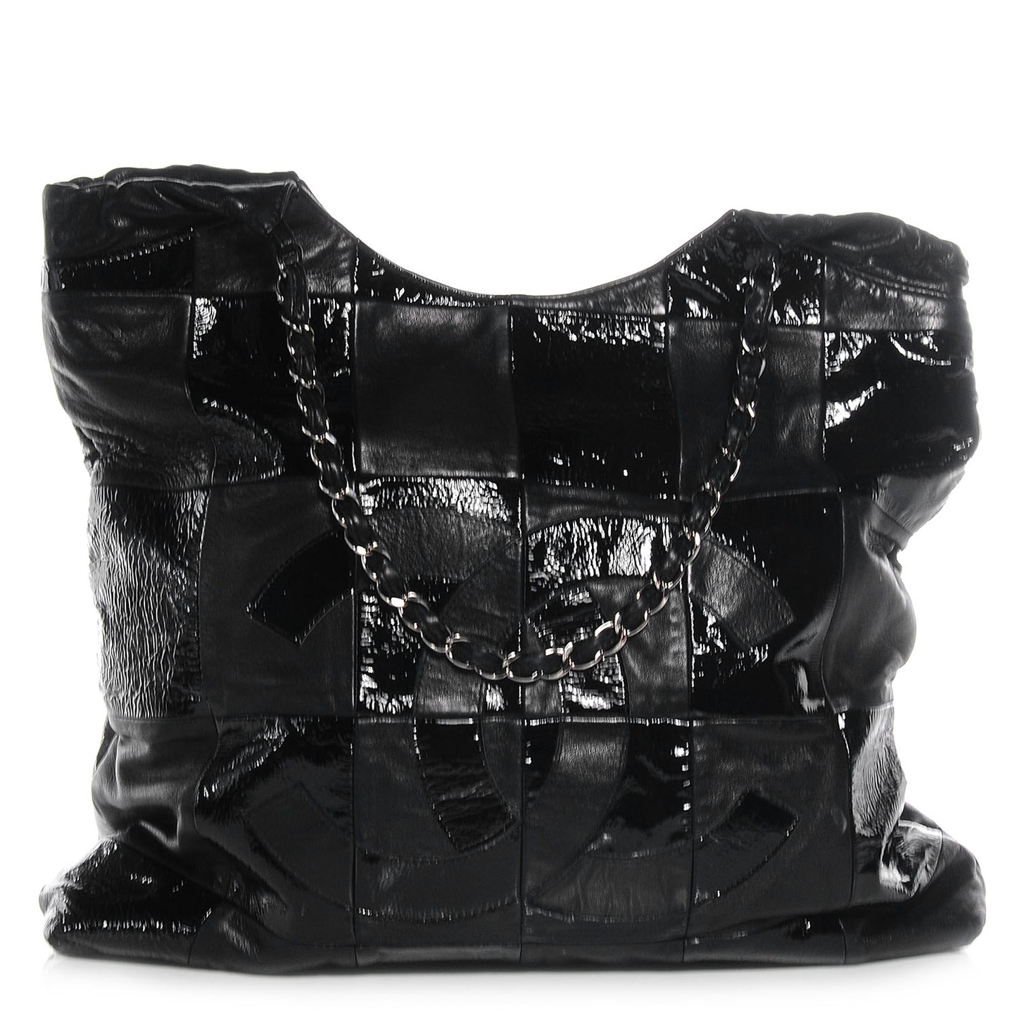 Patent Patchwork Brooklyn Tote Black