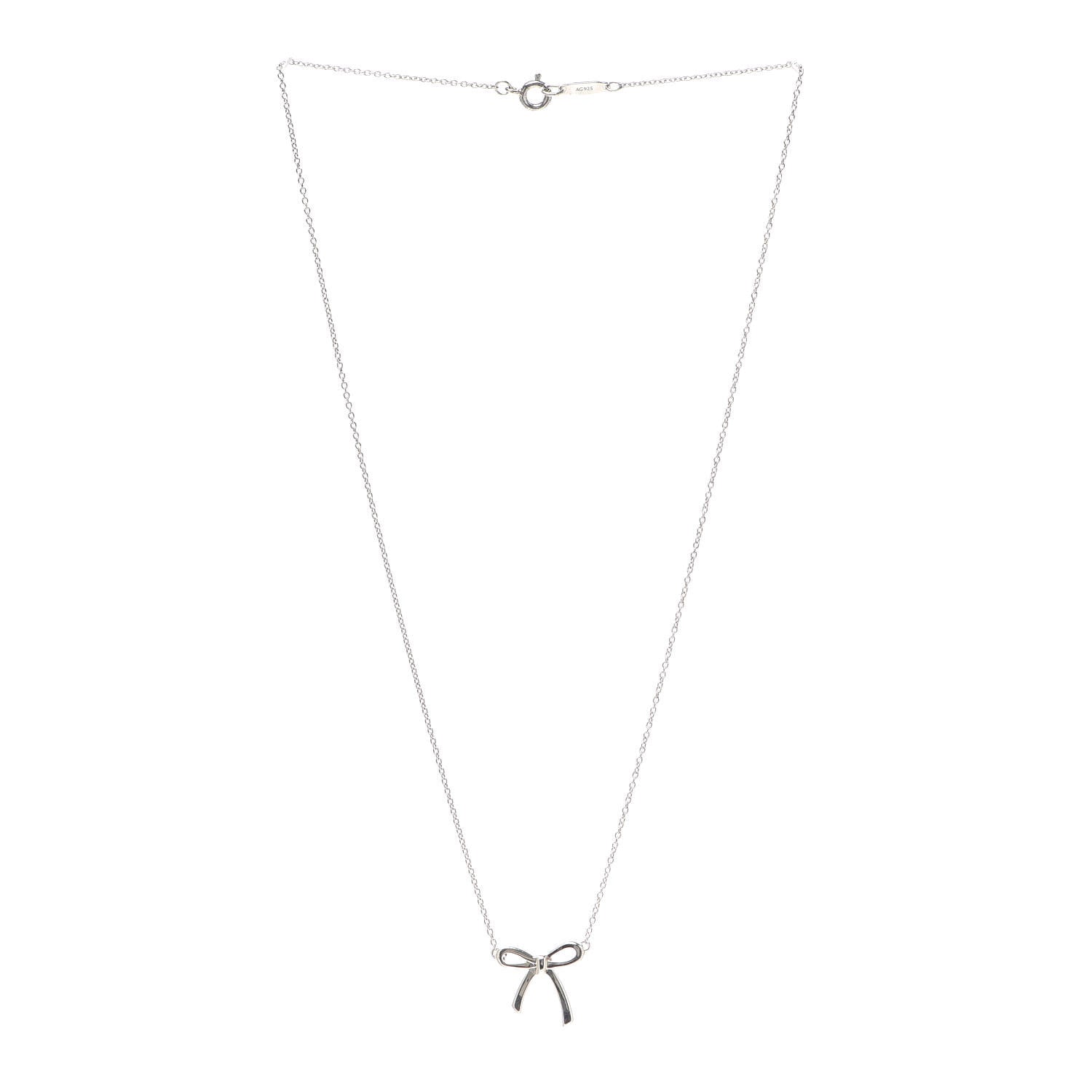 Tiffany Sterling Silver Bow Pendant Necklace 3 of 6