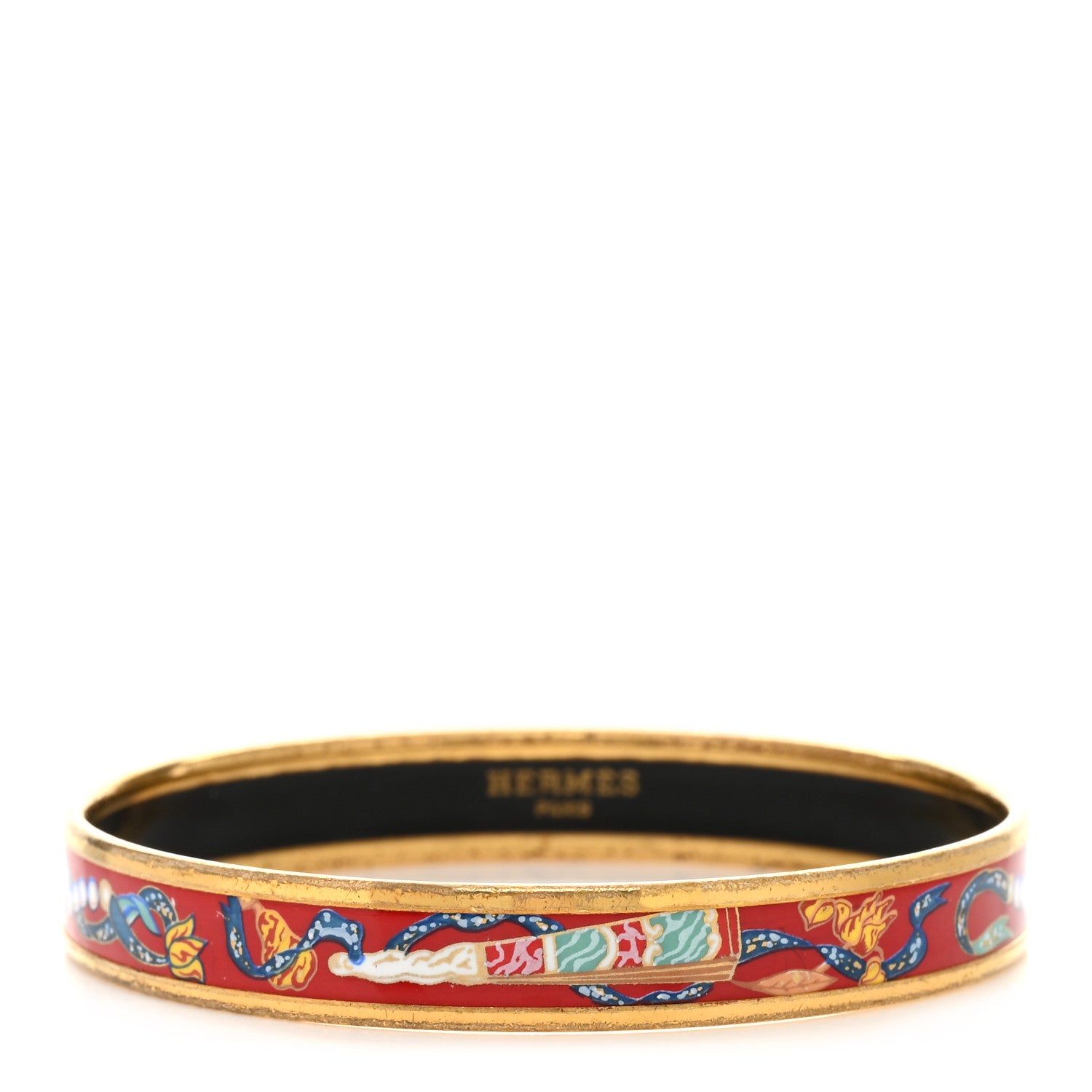 Hermes Enamel Printed Narrow Fan Bracelet 65 1 of 6