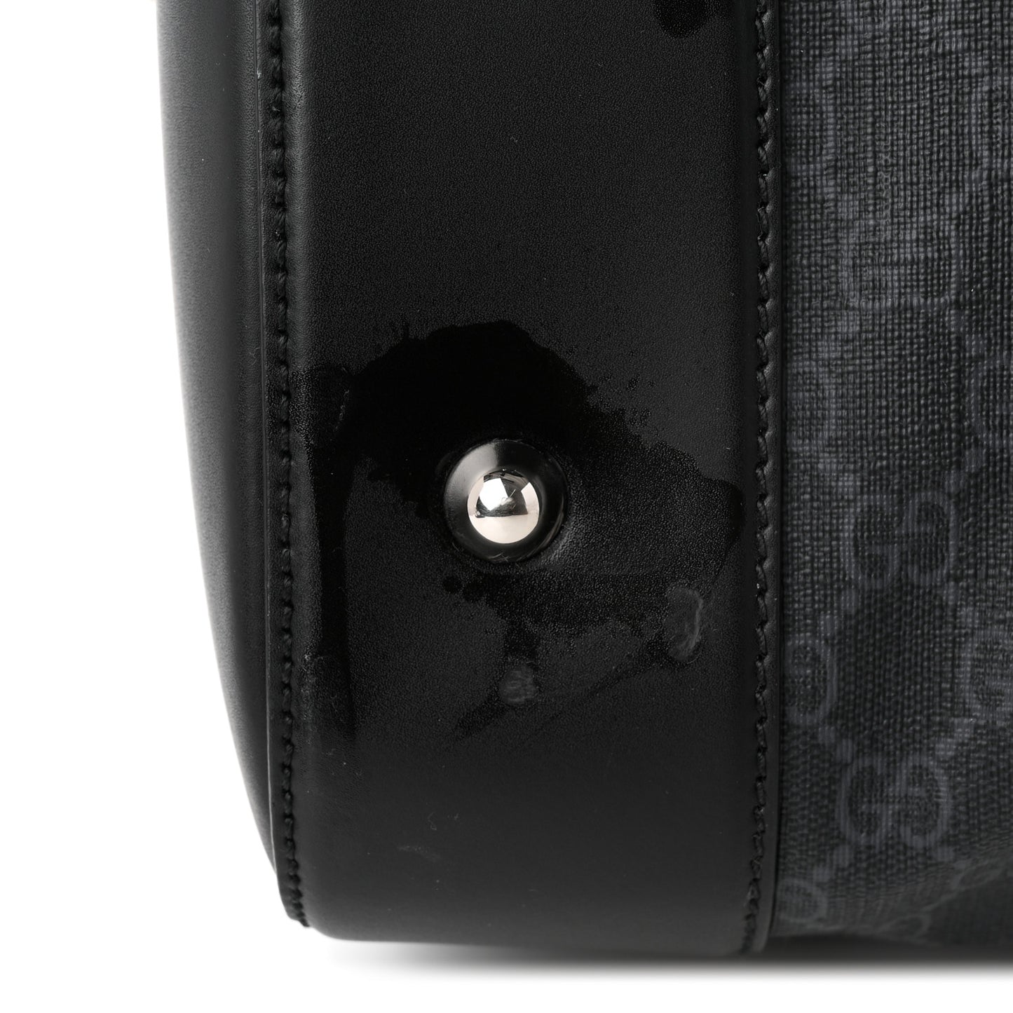 Soft GG Supreme Calfskin Web Medium Carry On Duffle Bag Black Grey
