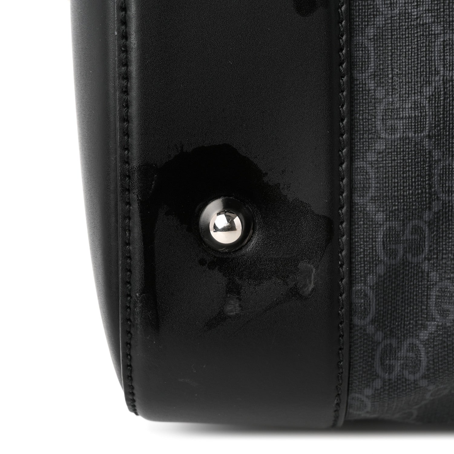 Gucci Soft GG Supreme Calfskin Web Medium Carry On Duffle Bag Black Grey 15 of 18
