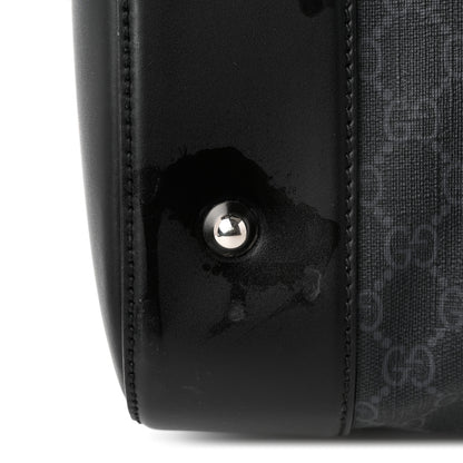 Gucci Soft GG Supreme Calfskin Web Medium Carry On Duffle Bag Black Grey 15 of 18