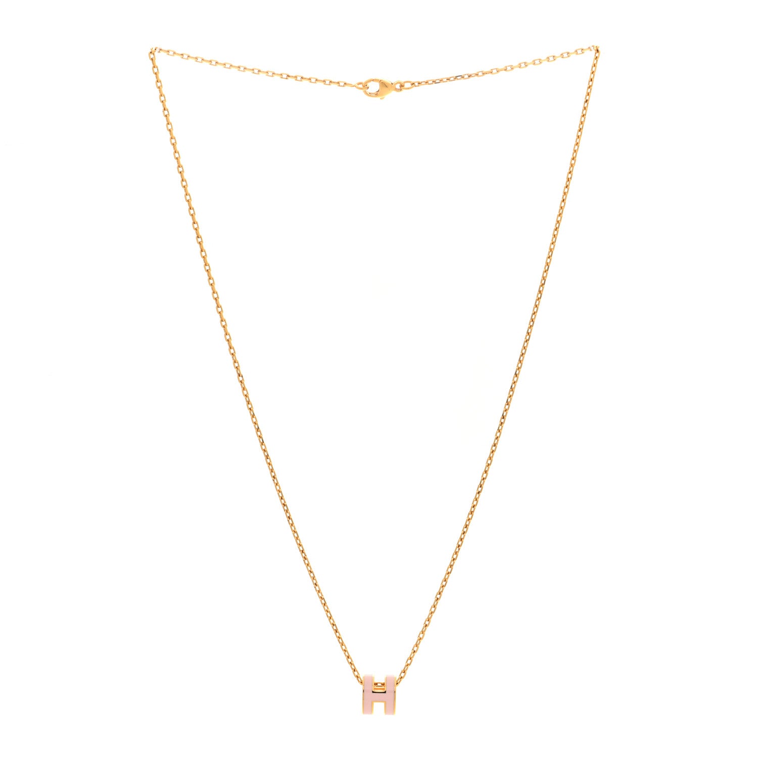 Hermes Lacquered Rose Gold Mini Pop H Pendant Necklace Rose Dragee 3 of 5
