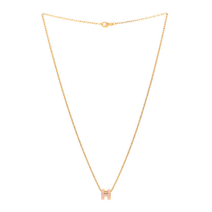 Hermes Lacquered Rose Gold Mini Pop H Pendant Necklace Rose Dragee 3 of 5