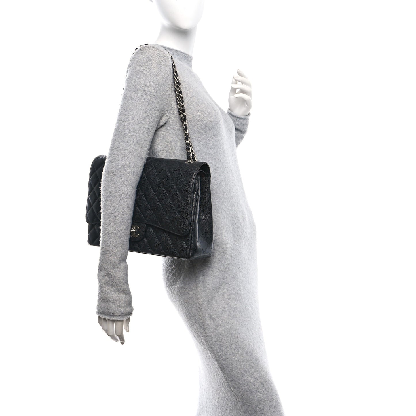 Caviar Quilted Maxi Double Flap Black