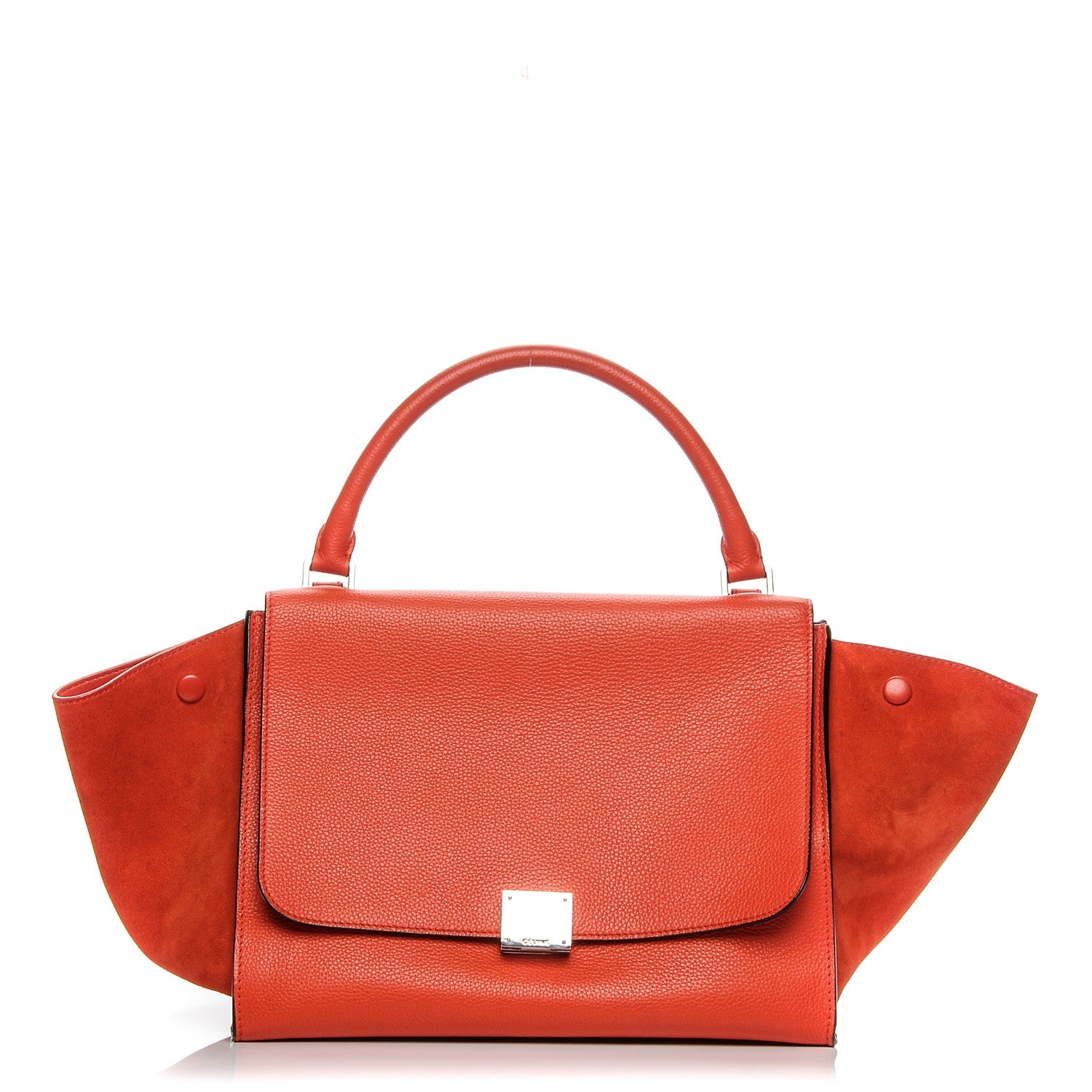 Celine Drummed Calfskin Suede Medium Trapeze Vermillion 1 of 6