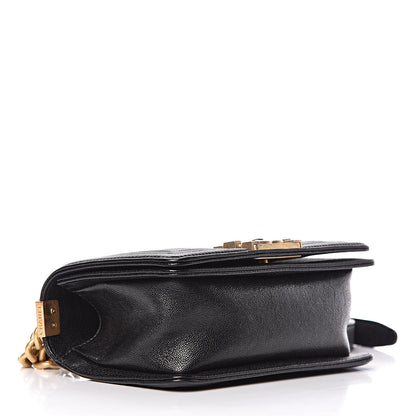 Chanel Caviar Chevron Quilted Small Boy Flap Black 4 of 12