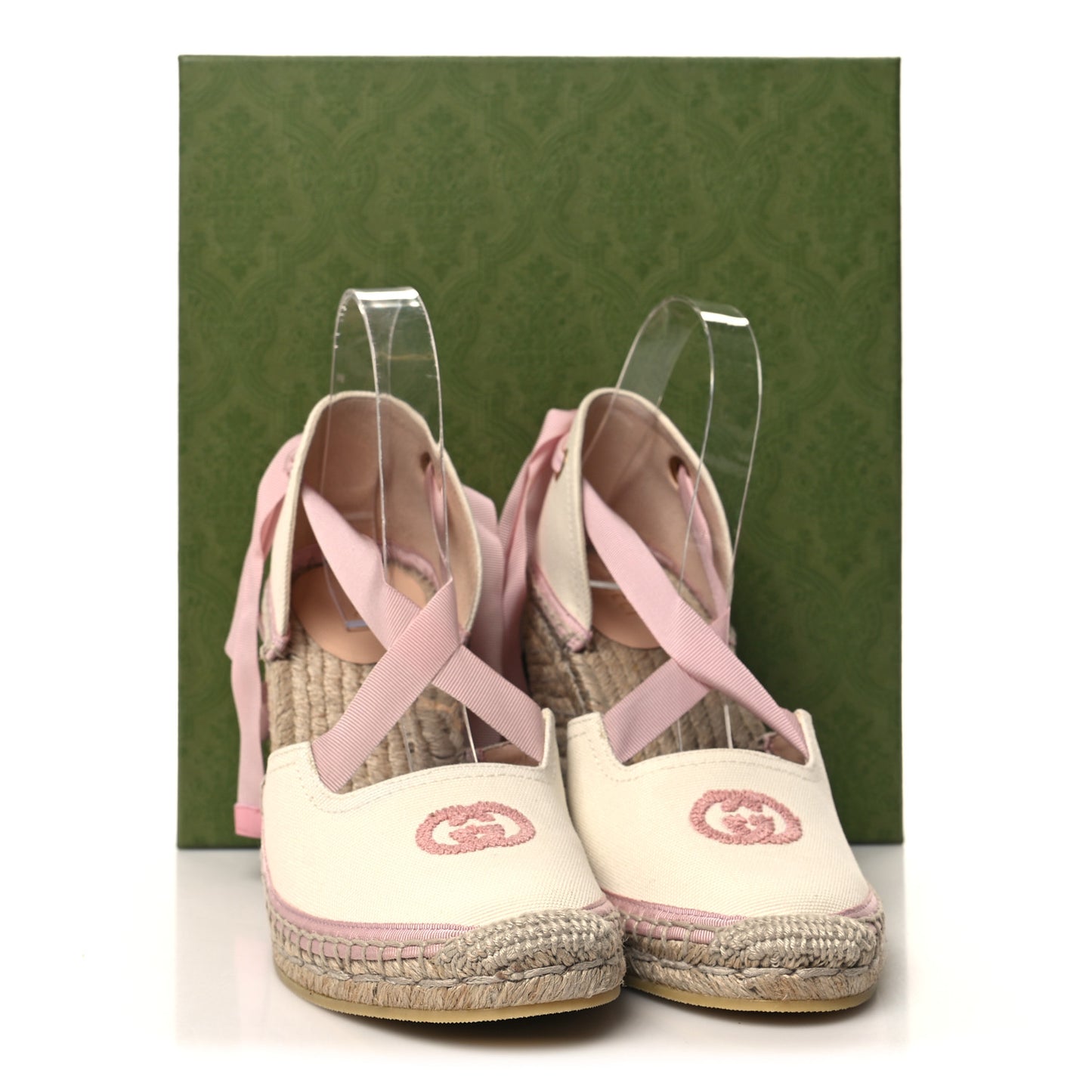 Canvas Grossgrain Embroidered Judit Ankle Wrap Platform 35/120mm Espadrille Wedges 39 White Shell