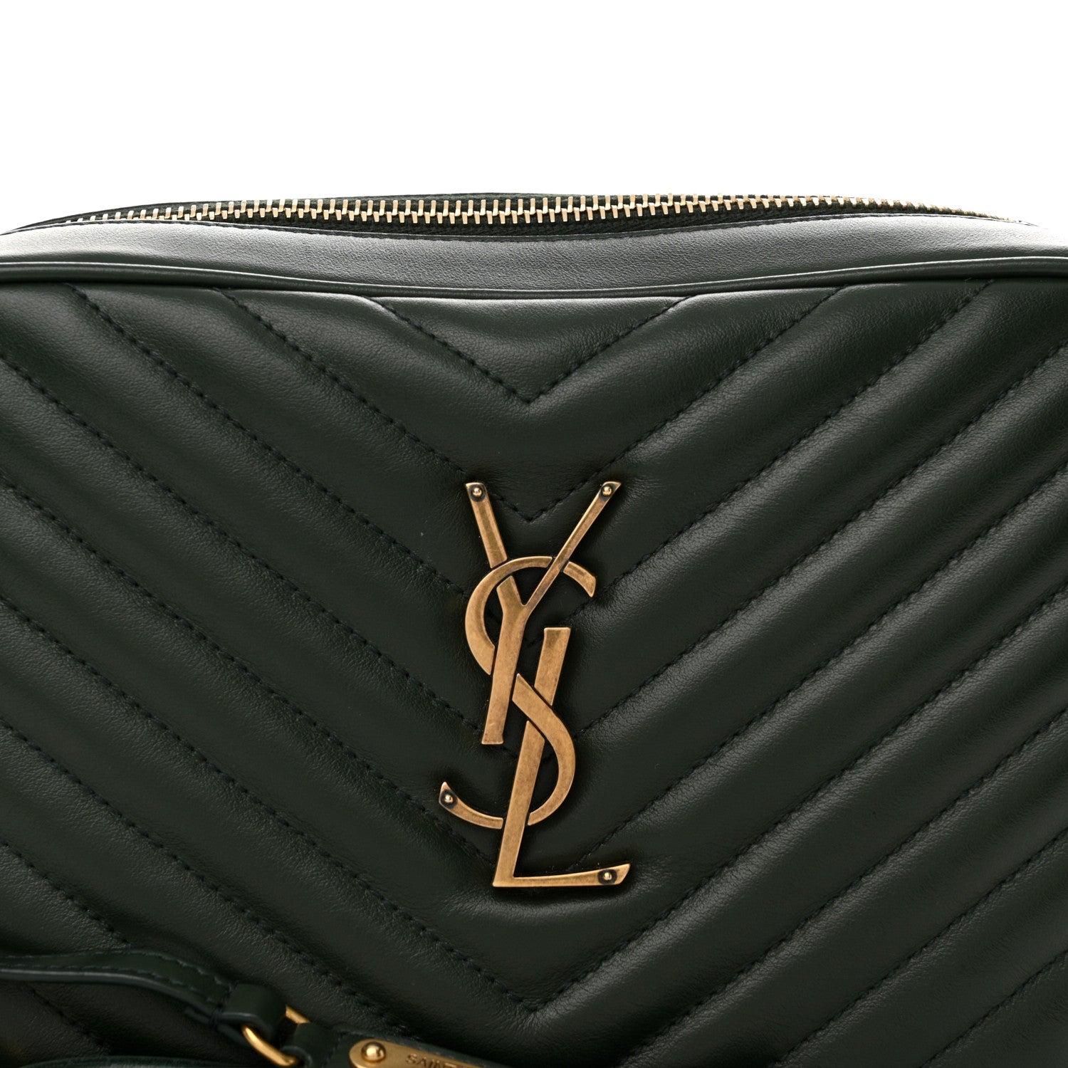 Saint Laurent Calfskin Matelasse Monogram Lou Camera Bag Vert Fonce 8 of 11