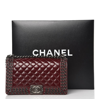 Chanel Glazed Calfskin Quilted Medium Boy Chained Flap Bordeaux 9 of 9