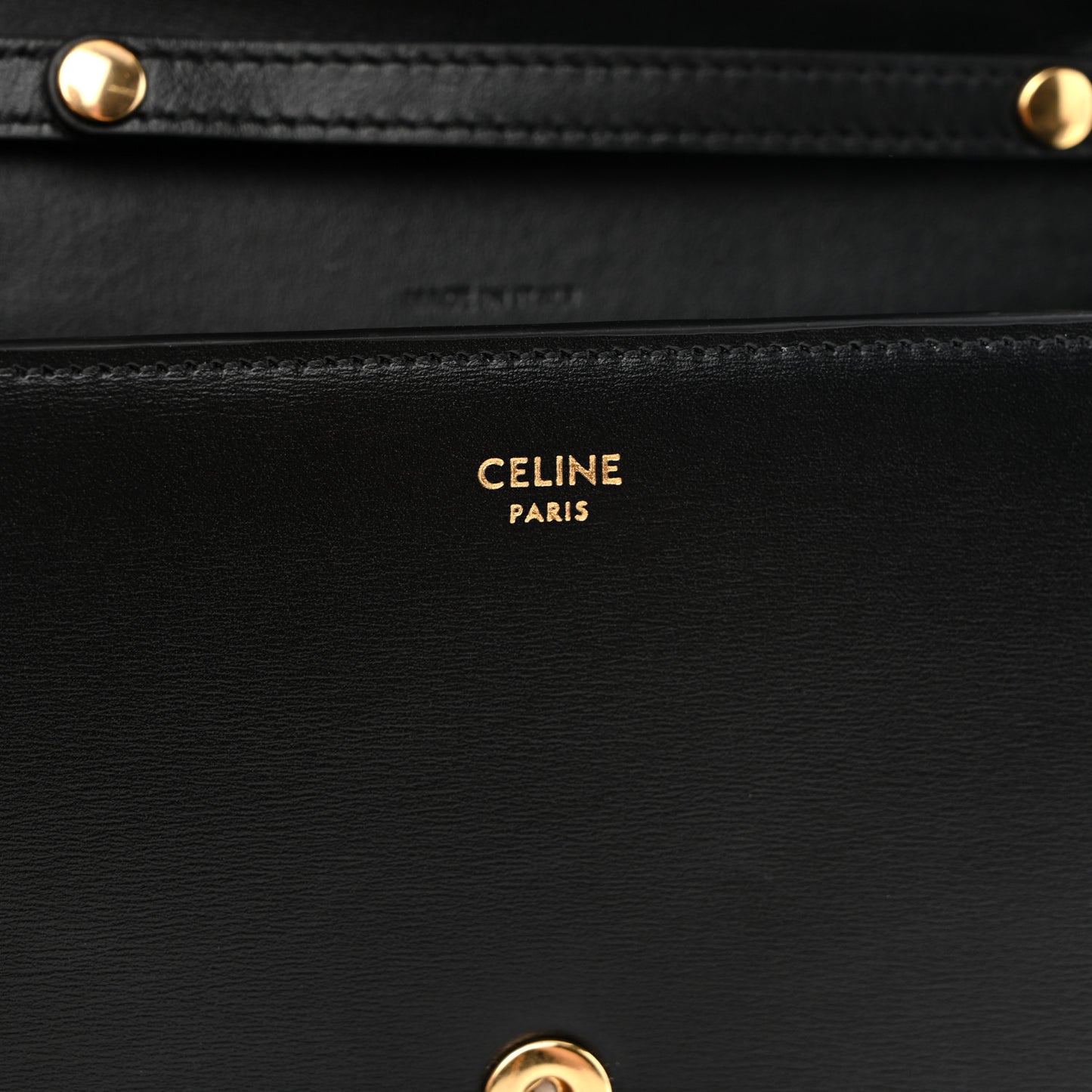 Shiny Calfskin Triomphe Margo Wallet on Chain Black