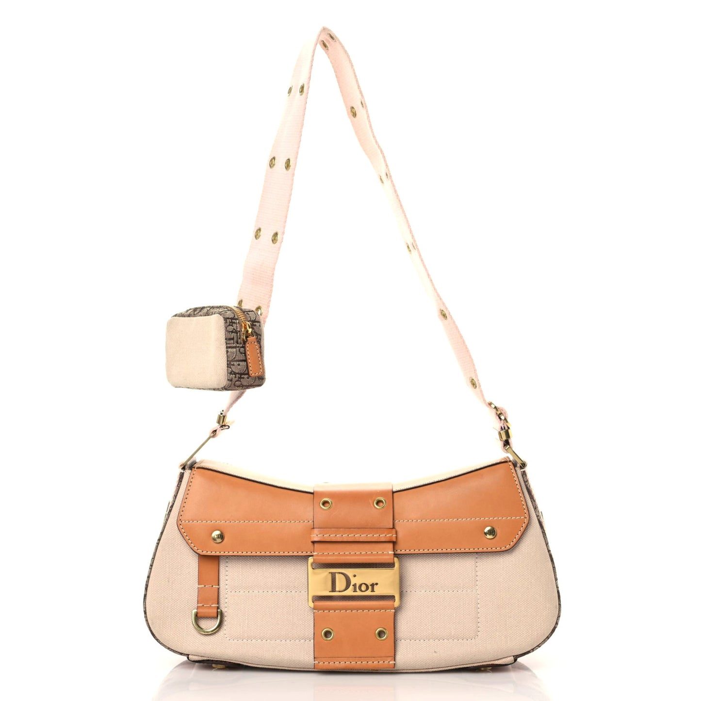 Canvas Calfskin Street Chic Shoulder Bag Pink