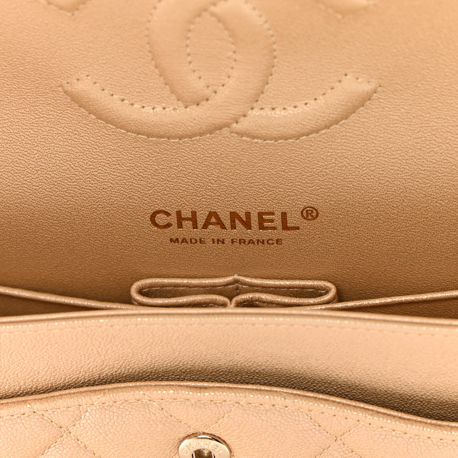 Chanel Iridescent Caviar Quilted Medium Double Flap Beige 6 of 11