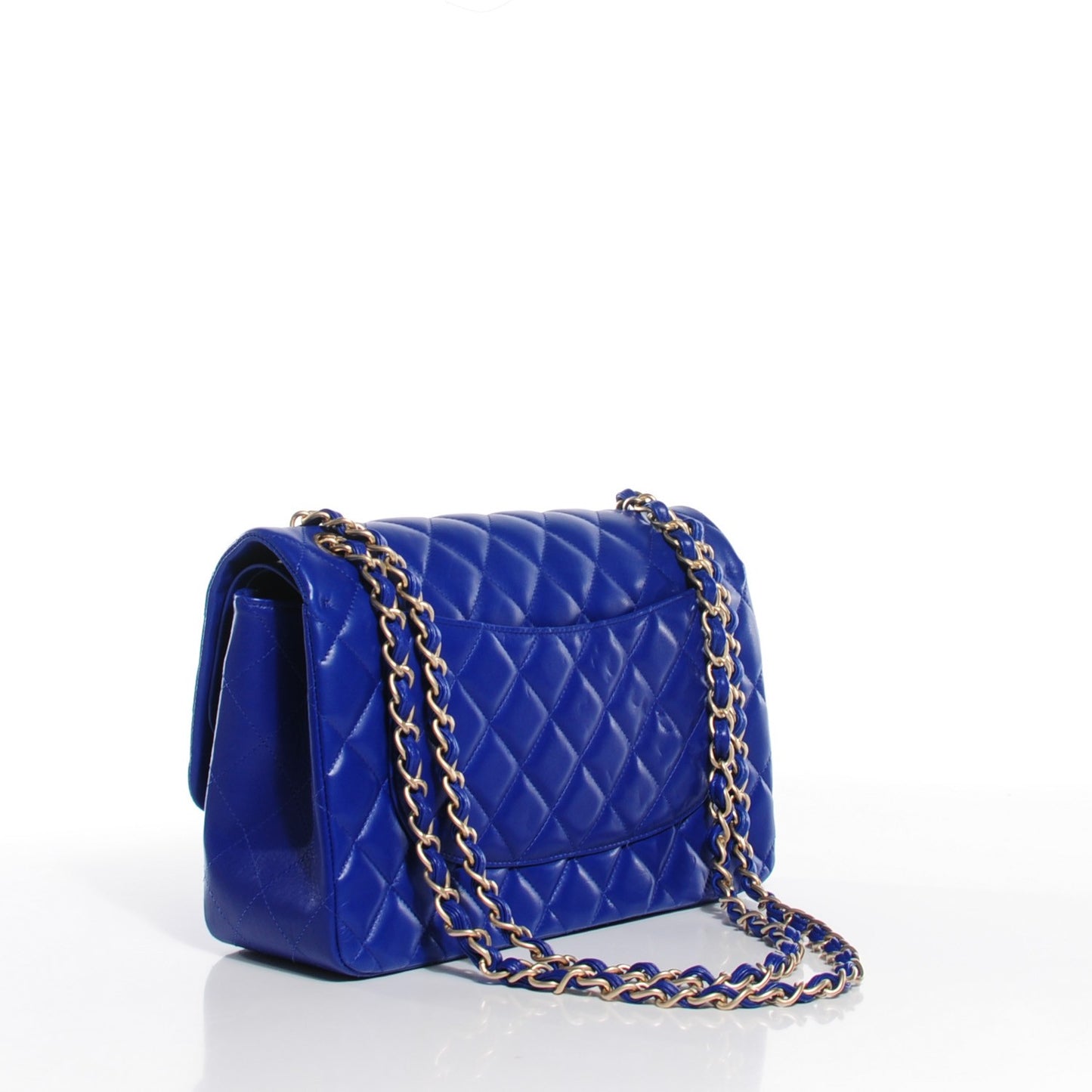 Lambskin Quilted Jumbo Double Flap Dark Blue